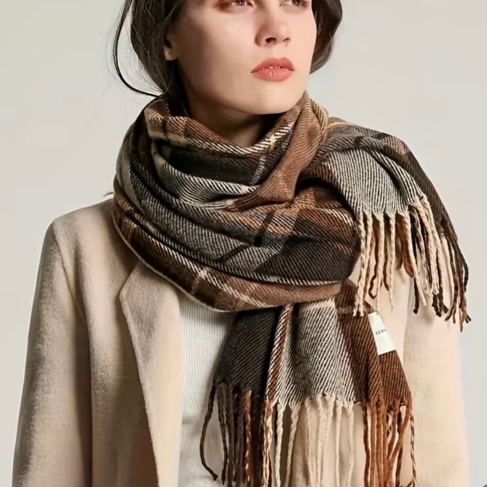 Brown Plaid Scarf